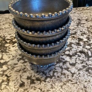 Set of Four elegant Textured pewter Bowls by GG collection NWT $140 Sold Out !
